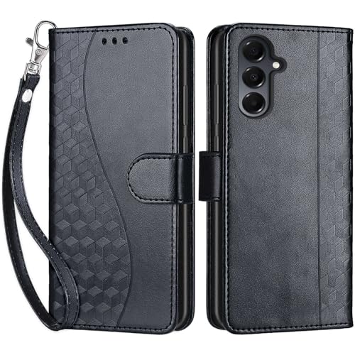 Wallet Case for Samsung Galaxy A16 5G, Black | Women Flip Folio Cover, Embossed PU Leather, Stand, Credit Card Holders Slots, Wrist Strap - color: 3