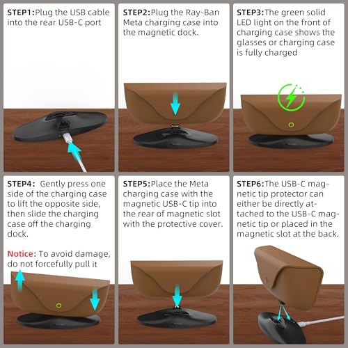 HiBloks Magnetic USB-C Charging Dock for Ray-Ban Meta Glasses Charger Case