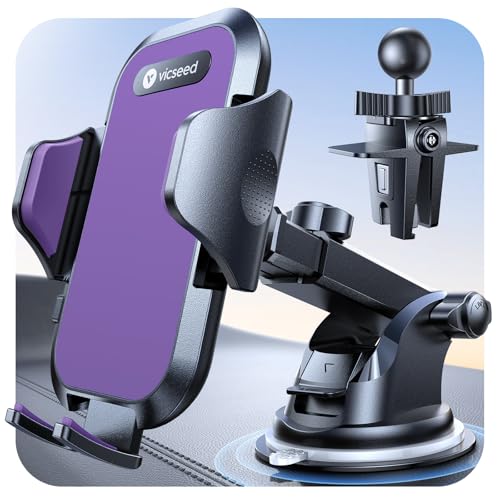 VICSEED Stable Car Phone Holder [Upgraded Strongest Suction, Won't Break] - color: Purple