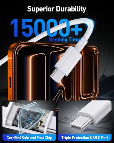 90W 4-Port USB C Super Fast Car Charger for iPhone Duo/18 Pro Max/18/17/16 - color: White