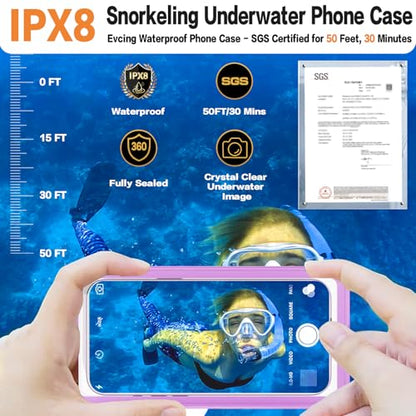 Waterproof Phone Case, Underwater Phone Cases for Snorkeling, IPX8 Diving Case, 360 Full Body Protection for iPhone 16 Pro Max/15/14/Galaxy S24, Up to 6.9 Inch, Beach Cruise Essentials (Purple) - color: Purple