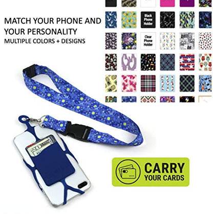 Gear Beast Cell Phone Lanyard - Mobile Phone Lanyard with Case Holder, Card Pocket, Soft Neck Strap, and Detachable Clip - Compatible with iPhone, Galaxy, & Most Smartphones - Skiing - color: Blue