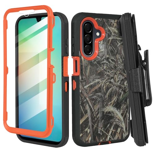 Compatible for Samsung Galaxy A26 5G, Built in Screen Protector, Belt Clip Holster Heavy Duty Defender Case Dustproof Shockproof Protection (Camo) - color: Camo