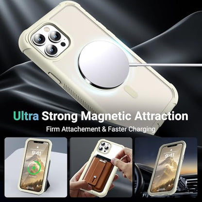 Magnetic for iPhone 12 Pro Max Case Heavy Duty Protection Antique White | Compatible with MagSafe,Military Grade Drop Protection,Translucent Matte,Non-Slip,Shockproof 2-Layer Durable Bumper Case - color: Antique White, size: iPhone 12 Pro Max