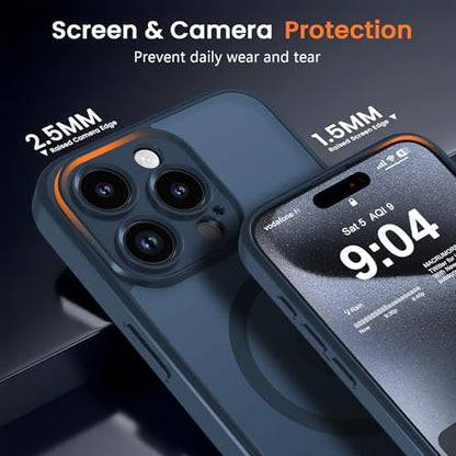 Magnetic Case for iPhone 13 Pro 6.1-Inch, [Compatible with Magsafe][Full Camera Protection] Ultra Slim Translucent Matte Shockproof Protection Phone Cover-Dark Blue - color: Dark Blue, size: iPhone 13 Pro