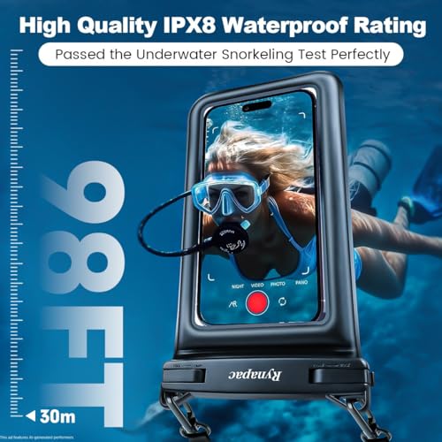 [Up to 8.5''] Floating Waterproof Phone Pouch 2 Pack, IPX8 Double Space Waterproof Phone Case with Lanyard for iPhone 17 16 15 Pro Max, Galaxy S26 Ultra, Cellphone Dry Bag Beach Cruise Ship Essentials - color: Black & Blue