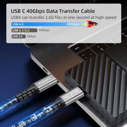 USB C Cable for Thunderbolt 4/3 Cable 3.3ft 2-Pack, 40Gbps/240W/8K/4K@60Hz - color: Grey, size: 3.3FT+3.3FT, style: Straight