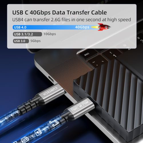 USB 4 Cable for Thunderbolt 4/3 Cable 6.6ft, USB C to USB C Cable - color: Grey, size: 6.6FT, style: Straight