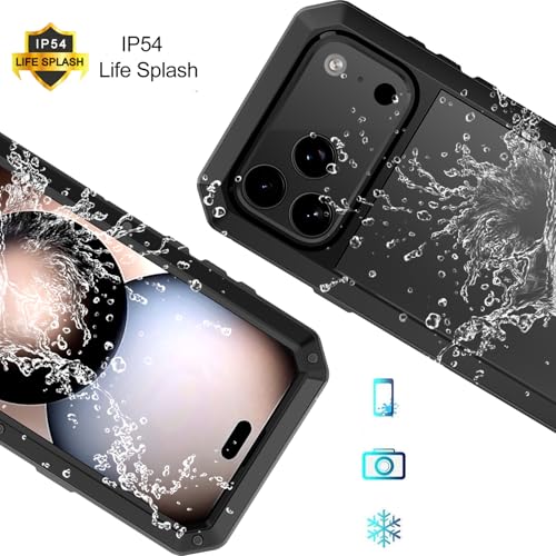 Compatiable with iPhone 17 Pro Case,360 Full Body Protective Cover Heavy Duty Shockproof [Tough Armour] Aluminum Alloy Metal Case with Silicone Built-in Screen Protector - Black - color: Black