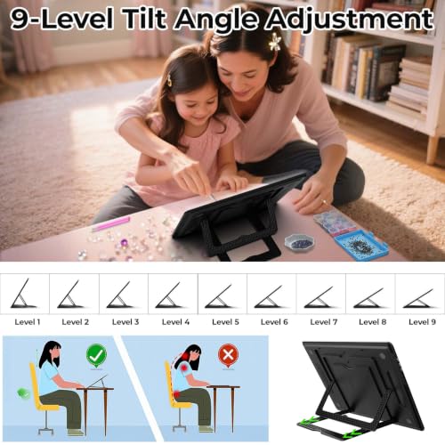Heanolier Rechargeable A4 Light Board with Stand & Padded Case,7100Lux Bright Magnetic Light Pad with Side Buttons,Wireless Light Box for Tracing,LED Light Table for Diamond Painting,Sketching,Drawing - size: A4 with Stand & Padded Case