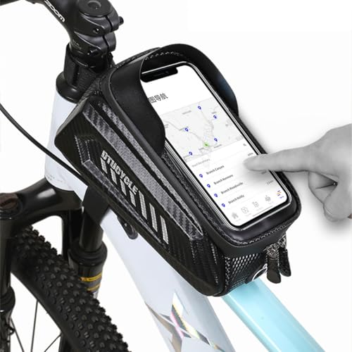Bike Phone Bag, Waterproof, Top Tube Pouch, Touchscreen, Fits 6.5" Phone | Bike Phone Bag, Waterproof, Top Tube Pouch, Touchscreen window, Fits 6.5" Phone - color: 1.5L Black