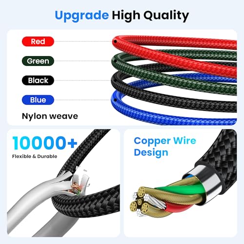 100W 6ft Multi USB Charging Cable, USB C and Lightning Fast Charging Cable 2-in-1, Durable Nylon Braided Multi Charger Cord for iPhone 17 16 15 14 13 12, iPad, Galaxy, Note, MacBook & More - Black - style: 6-in-1 6FT