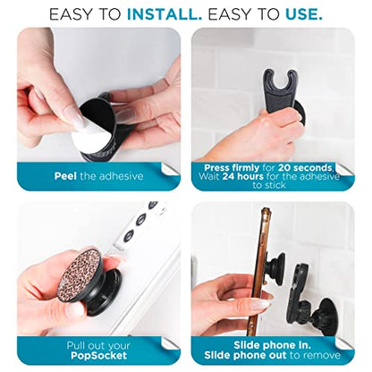 Desk/Wall Mount for PopSockets (2-Pack) – Strong Adhesive Phone Holder for Desk, Wall, Mirror (Not for Car) – Adjustable Angle, Compatible with All sockets - style: Wall Mount