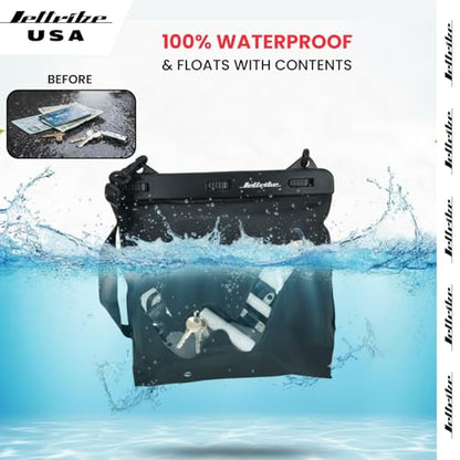 Jettribe Waterproof PWC Ride Bag - Submersible Dry Bag Pouch with Triple Snap-Lock & Heat Welded Seams - Adjustable Shoulder Strap Crossbody for Jet Ski, Kayaking, Boating & Beach - 11" x 8.5"