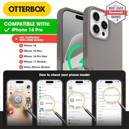 OtterBox iPhone 16 Pro – Commuter Series Slim MagSafe Case - Grey | 3X Military Drop Protection - Dual-Layer Design - Pocket-Friendly - Raised Edges - Port Covers - Non-Retail Packaging - color: Grey