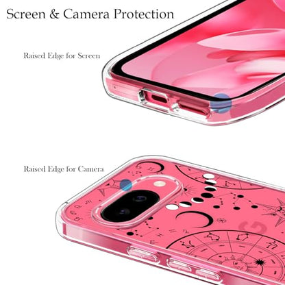 Unov for Pixel 10a Case, Clear with Design, Slim Fit Good Grip, Embossed Phone Case, Shockproof Protective Cover, Raised Camera Protection, Soft TPU, Zodiac Galaxy - color: Zodiac Galaxy
