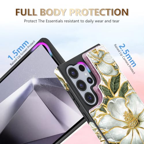 NNH Compatible with Samsung Galaxy S23 Ultra Wallet Case with RFID Blocking Card Slots Flip PU Leather Kickstand Double Magnetic Clasp Design Cover for Galaxy S23 Ultra(6.8 inch-Magnolia Flowers) - color: Magnolia Flowers, size: Galaxy S23 Ultra 6.8 inch