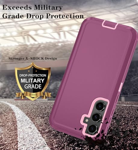 Qinmay Phone Case for Samsung Galaxy A37 5G Case with HD Screen Protector, Heavy Duty Shockproof & Dropproof 3-Layer Cover Phone Case for Galaxy A37,WineRedPink - color: WineRedPink