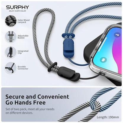 SURPHY 2 Pack Phone Lanyard, Phone Wrist Strap for Case, Camera Wrist Strap - color: Black & Blue Jay