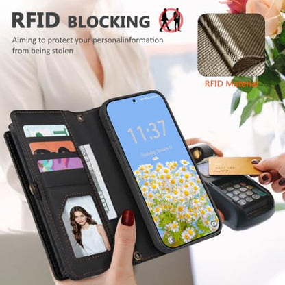 for Samsumg Galaxy S26 Plus Wallet Case, Detachable Magnetic Phone Case,Faux Leather Strap Wallet,with RFID Blocking,Zipper Card Holder,Shoulder Straps (Black) - color: Black, size: Samsumg Galaxy S26 Plus