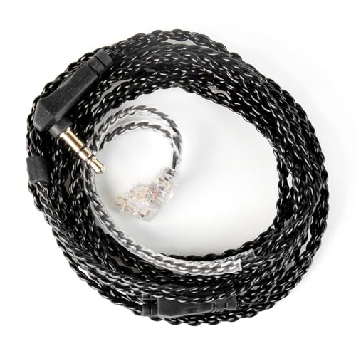 KZ ZSN PRO Earphone Upgraded Cable, 2M Long IEM Cable 4N OFC Braided Twisted Replacement Headphone Wire QDC-Pins for KZ ZS10 PRO/ZSN PRO X/EDX PRO/Castor/ZS12 PRO X Earbuds (QDC 3.5MM, without Mic) - color: Dark, size: 2PIN-C 3.5MM, without Mic, style: 2M