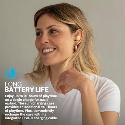 JLab Go Air Pop+ Tones True Wireless Earbuds, in Ear Headphones, Bluetooth Earphones, 35H Playtime Ear Buds, Bluetooth Earbuds with Microphone, USB-C Charging Case, Dual Connect, EQ3 Sound, (155 N) - color: G-155 N, style: Nude