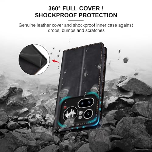 Jasonyu Flip Wallet Case for Nothing Phone 4a Pro 5G,Black | PU Leather Magnetic Folio Cover,with Card Holder,Kickstand,TPU Shockproof,Durable,Protective Phone Case - color: Black, size: Nothing Phone 4a Pro