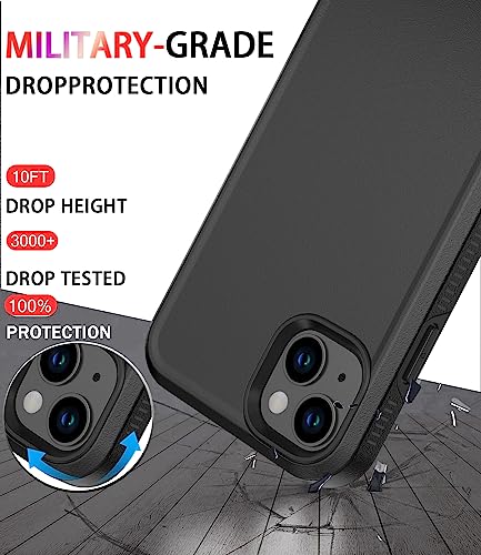 Diverbox for iPhone 14 case [Shockproof] [Dropproof] [Tempered Glass Screen Protector ],Heavy Duty Protection Phone Case Cover for Apple iPhone 14 (Black-2in1) - color: BLACK-2in1