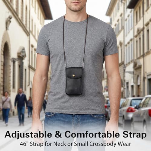 Amabro Cell Mobile Phone Pouch with Credit Card Holder for Around the Neck
