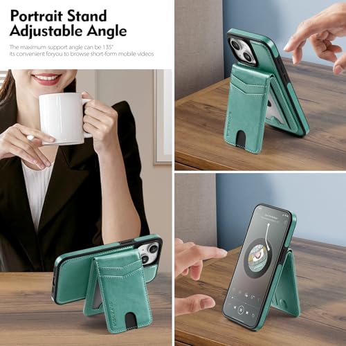 SkyEagle Compatible with MagSafe iPhone 15 Plus Wallet Case,Blue Green - color: Blue Green, size: iPhone 15 Plus - 6.7"