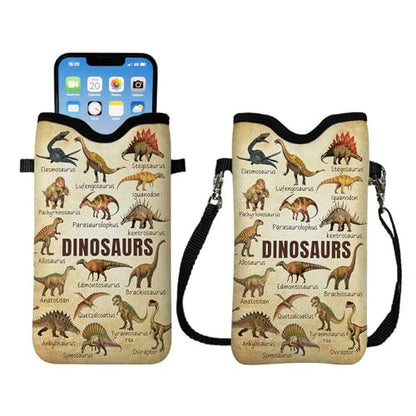 Cell Phone Sleeve Pouch with Adjustable Strap - Dinosaur Stuff - color: Dinosaur