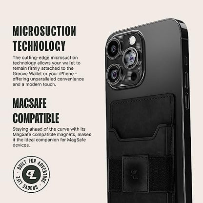 Groove Life Groove Wallet Go, Black Leather Attachment Card Holder for Men - color: Black