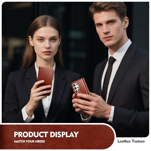 Compatible with Samsung Galaxy S25 Ultra Case Wallet with Card Holder [4 Card Slots] Kickstand [RFID Blocking] PU Leather Phone Case Flip Folio Protective Cover TPU Shockproof,Brown - color: Brown, size: Samsung Galaxy S25 Ultra
