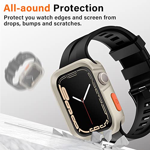 Amizee Rugged Case Compatible with Apple Watch Case Series 9/8/7 41mm SE 3/2/1 Series 6/5/4 40mm, Soft TPU Shockproof Bumper Drop Proof Protective Cover Compatible with iWatch - Starlight - color: Starlight, size: 40mm/41mm