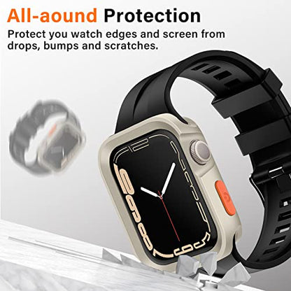 Amizee Rugged Case Compatible with Apple Watch Case Series 9/8/7 41mm SE 3/2/1 Series 6/5/4 40mm, Soft TPU Shockproof Bumper Drop Proof Protective Cover Compatible with iWatch - Starlight - color: Starlight, size: 40mm/41mm