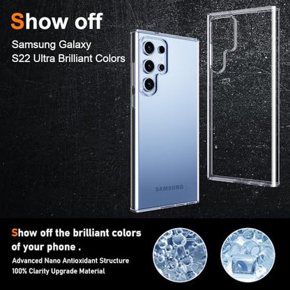Crystal Clear Samsung Galaxy S22 Ultra Case.Soft Slim Fit Transparent Plastic TPU Protective Silicone Cover Phone Case for Samasung S22 Ultra [Slim Thin & Comfort Grip] [Shockproof] - size: galaxy s22 ultra case