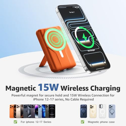 Azmuth for MagSafe Portable Charger, 10000mAh Magnetic Power Bank 20W PD - color: Orange