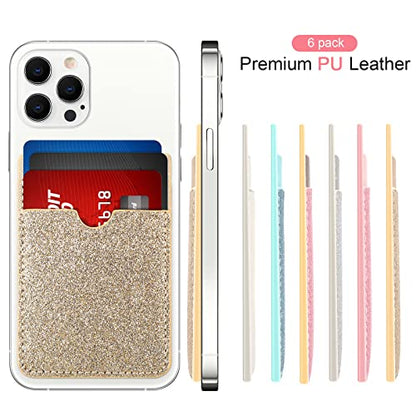 6 Pcs 6 Pcs Stick on Phone Card Holder Wallet, Solid, Bright Color - color: Bright Color