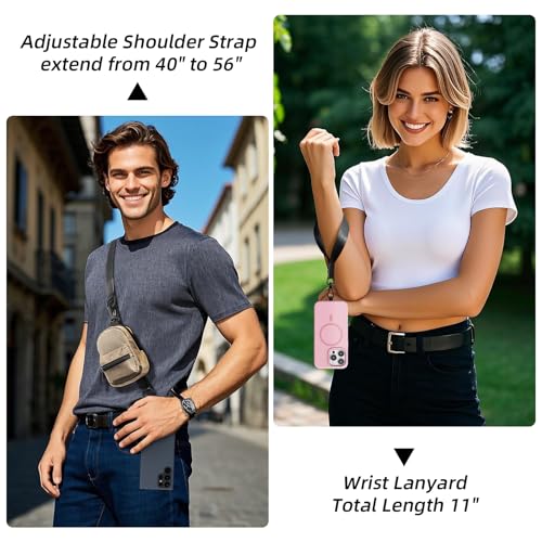 Clip and Go Strap for Phone with Wallet Crossbody, Adjustable Phone Lanyard with Cell Phone Wrist Strap & Tether Tab - color: Pale Khaki
