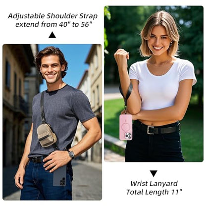 Clip and Go Strap for Phone with Wallet Crossbody, Adjustable Phone Lanyard with Cell Phone Wrist Strap & Tether Tab - color: Pale Khaki