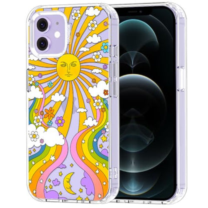 MOSNOVO Case for iPhone 12 & iPhone 12 Pro, [Buffertech 6.6ft Military-Grade Drop Protection] [Anti Peel Off Tech] Clear TPU Bumper Phone Case Cover Design - 70's Psychedelic Groovy Art - color: Clear - 70's Psychedelic Groovy Art, size: iPhone 12 / iPhon