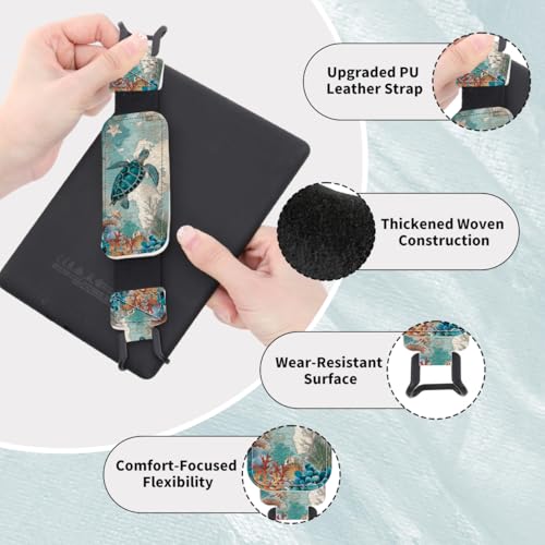 Secure Hand Strap for 6-7.5" Kindle and Tablets, Versatile Lightweight Faux Leather E-Book Grip Holder, Heavy-Duty E-Book Accessories for Reading Lover Gift (Turtle) - color: Turtle