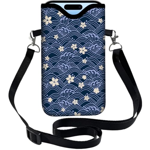 Floral Neoprene Phone Sleeve Pouch with Adjustable Strap Neck Lanyard Fits Most Smartphones 7.1 x 3.9 Inch Cute Cell Phone Crossbody Bag Waterproof Carrying Cellphone Case Bag for Women - color: Flower-3
