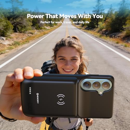 NEWDERY 9500mAh Battery Case for Samsung Galaxy S26 Plus/S25 Plus Black | Protable Charger Case with Led Indicators, Qi Wireless Charging Supported, Rechargeable Battery Pack for Travel Use - size: For Galaxy S26 Plus 6.7"