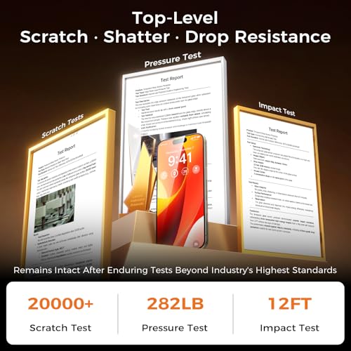 Zeniss NeverBreak 9H+ Hardness for iPhone 15 Pro Screen Protector 12FT Military Grade Protection (Scratch, Shatter, Drop Resistance) 15 Pro Tempered Glass Full Edge Coverage Case Friendly 6.1" 2 Pack - size: 1-iPhone 15 Pro