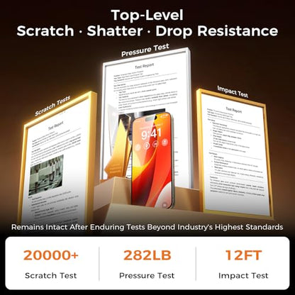 Zeniss NeverBreak 9H+ Hardness for iPhone 15 Pro Screen Protector 12FT Military Grade Protection (Scratch, Shatter, Drop Resistance) 15 Pro Tempered Glass Full Edge Coverage Case Friendly 6.1" 2 Pack - size: 1-iPhone 15 Pro