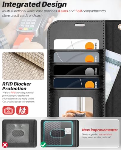 OCASE for iPhone 17 Pro Max Detachable Wallet Case with Card Holder, 2 in 1 PU Leather Flip Folio with RFID Blocking Stand Wrist Strap Shockproof Phone Cover 6.9 Inch 2025, Black - color: Black, size: iPhone 17 Pro Max
