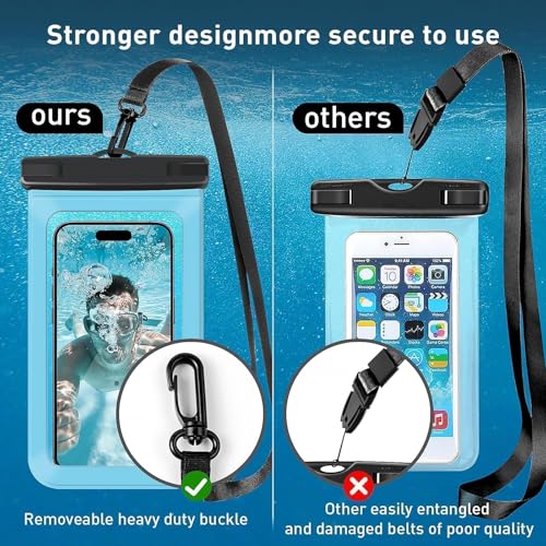 [2 Pack Waterproof Phone Case, Universal Dry Bag for iPhone 15/14/13/12 Pro Max, IPX8 Waterproof Pouch, Cruise Ship & Beach Essentials, Black & Green - 6.8" - color: A3-Black+Green-2 pack, size: 6.8in
