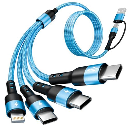 Travel Essentials, 4 in 2 Multi Charging Cable 3 USB C Chargers for iPhone - color: Blue, size: 1Pack5FT