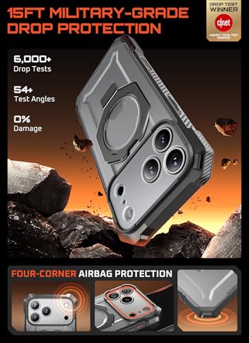 SUPCASE for iPhone 17 Pro Max Case with Built-in Kickstand, Gray | Camera Control Cover, Compatible with MagSafe, Anti-Slip Grip, Military-Grade Protection, Rugged Magnetic Phone Case, UB Grip - color: Gray, size: iPhone 17 Pro Max